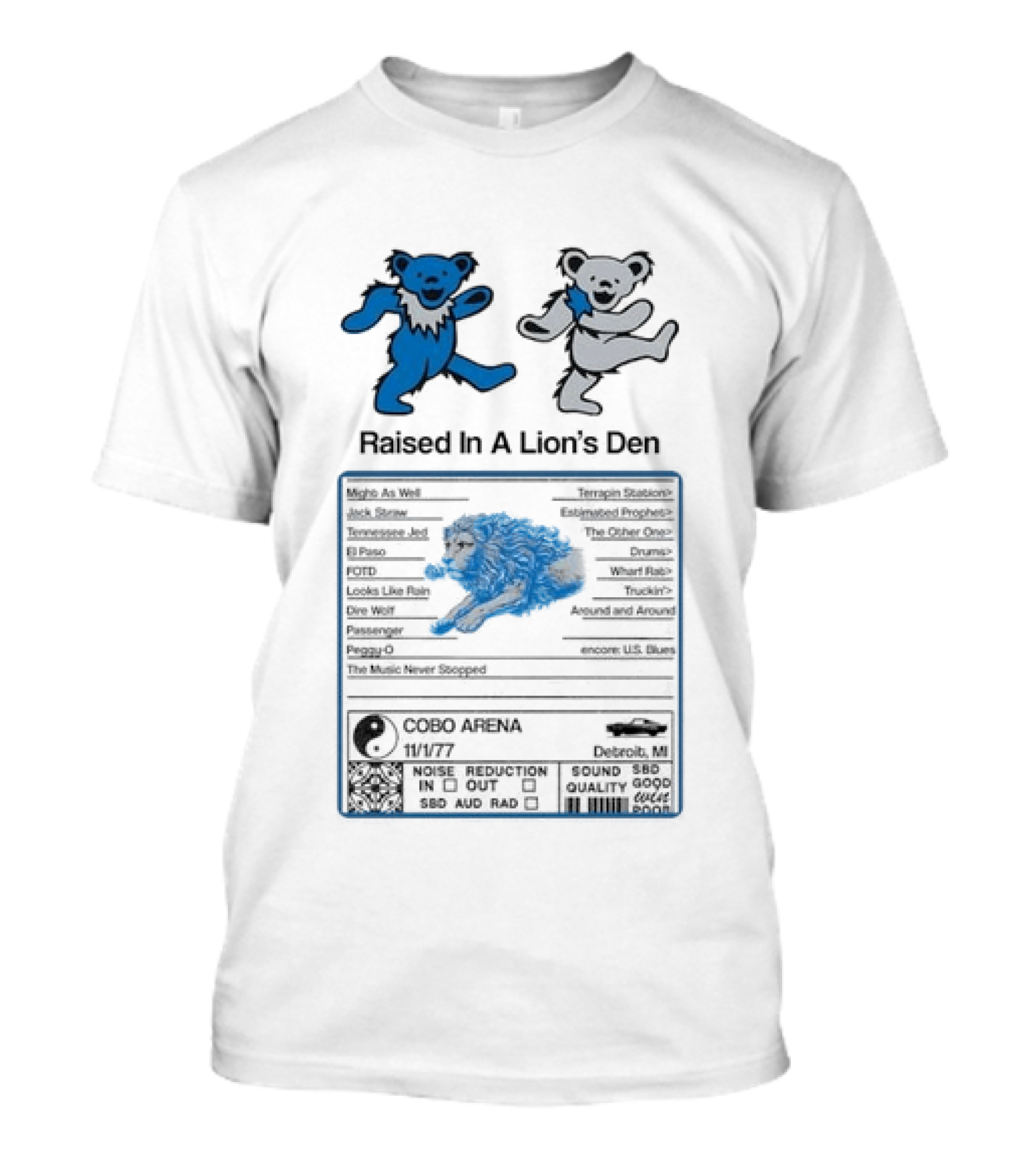 Grateful Dead Dancing Bears Raised In A Lion's Den Psychedelic Nutrition Facts T-Shirt