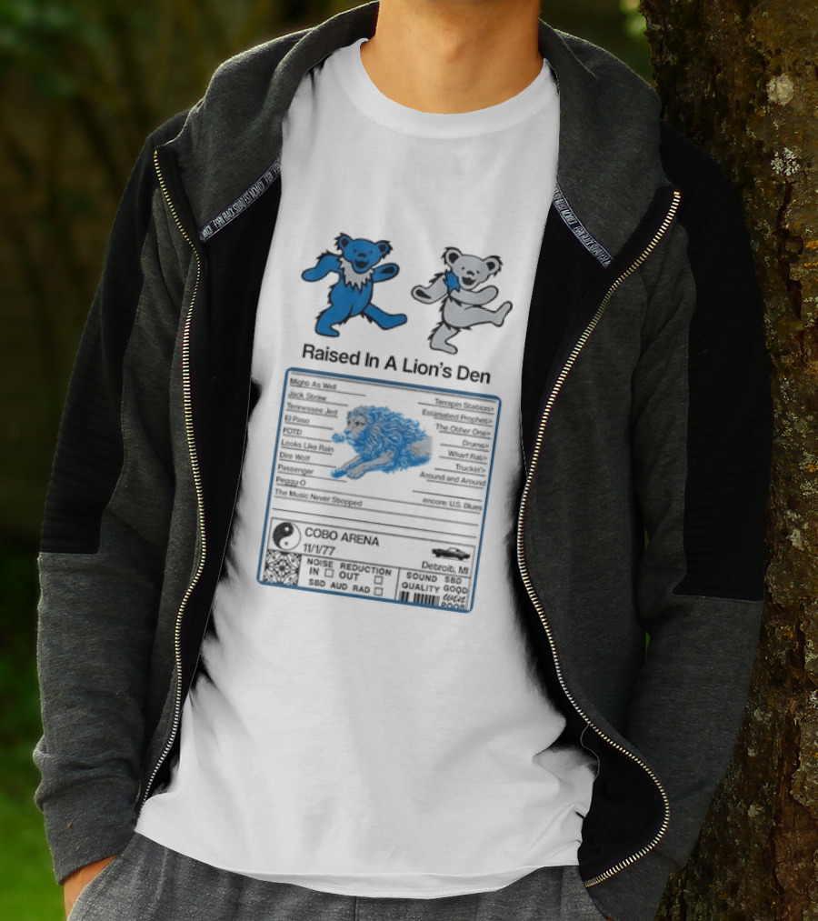 Grateful Dead Dancing Bears Raised In A Lion's Den Psychedelic Nutrition Facts T-Shirt