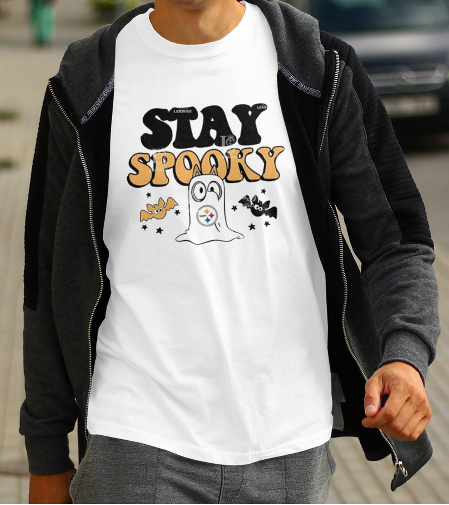 Pittsburgh Steelers Bluey Halloween Stay Spooky Ghost And Bats T-Shirt