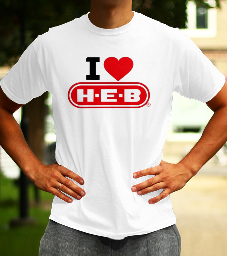 I Love H E B Texas Grocery Store Red Heart T-Shirt