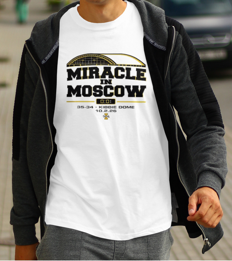 Idaho Vandals Miracle In Moscow 35 34 Kibbie Dome October 2 2026 T-Shirt