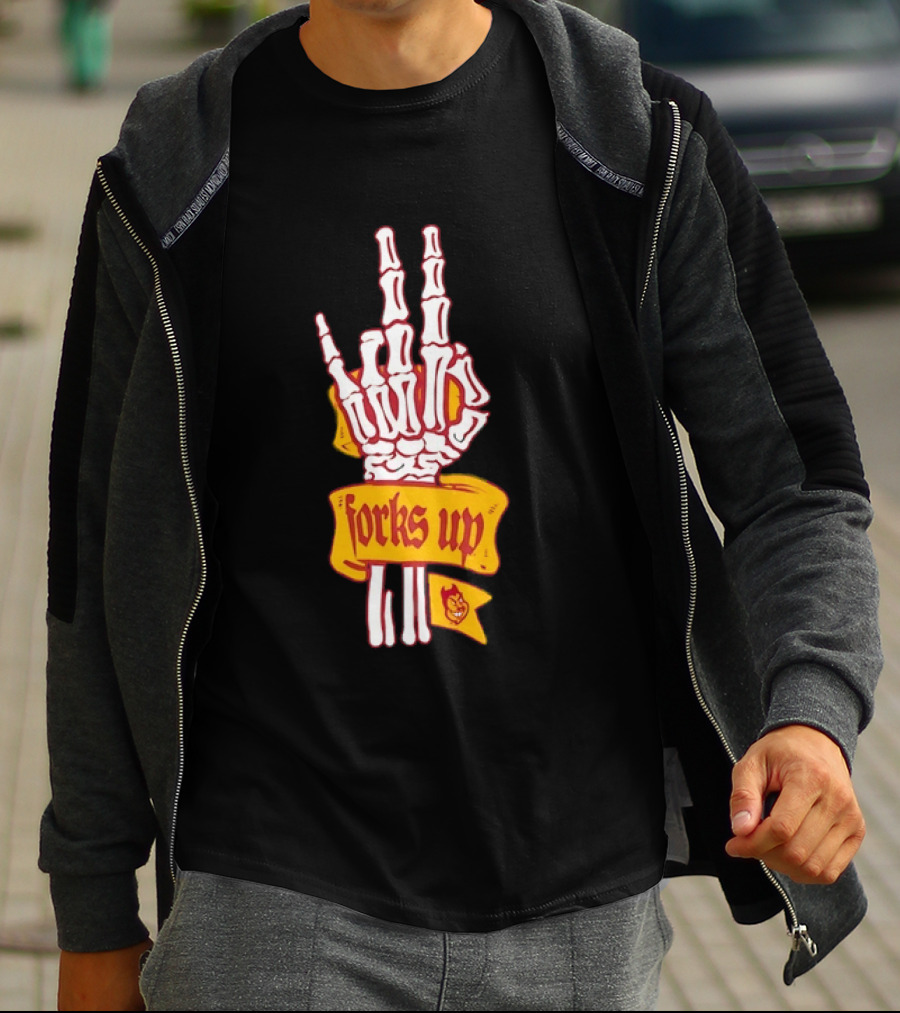 Arizona State Sun Devils Forks Up Skeleton Hand Fan Gear T-Shirt
