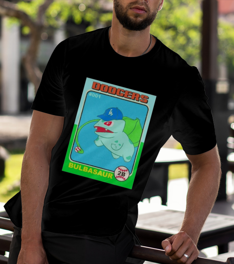 Bulbasaur Dodgers LA Cap Baseball Card No 001 T-Shirt