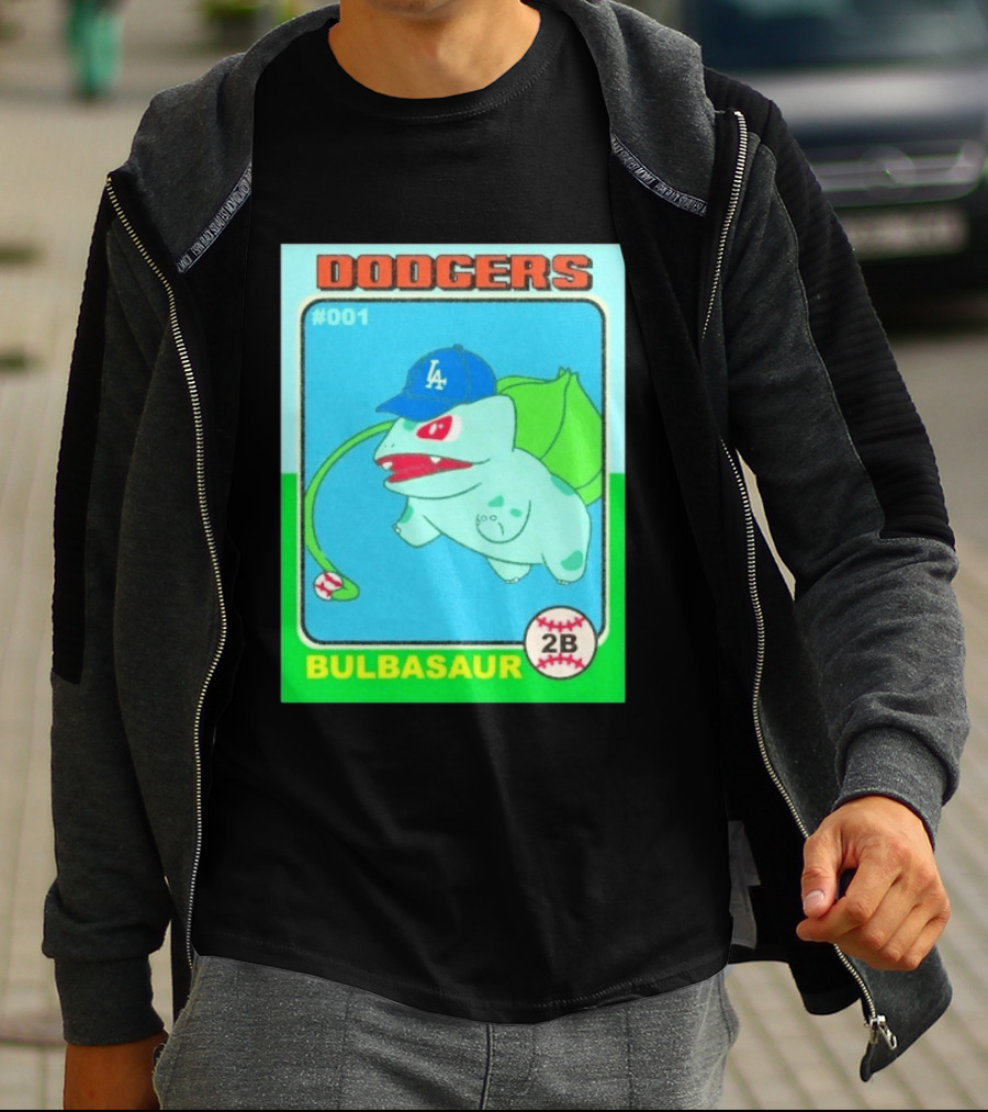 Bulbasaur Dodgers LA Cap Baseball Card No 001 T-Shirt