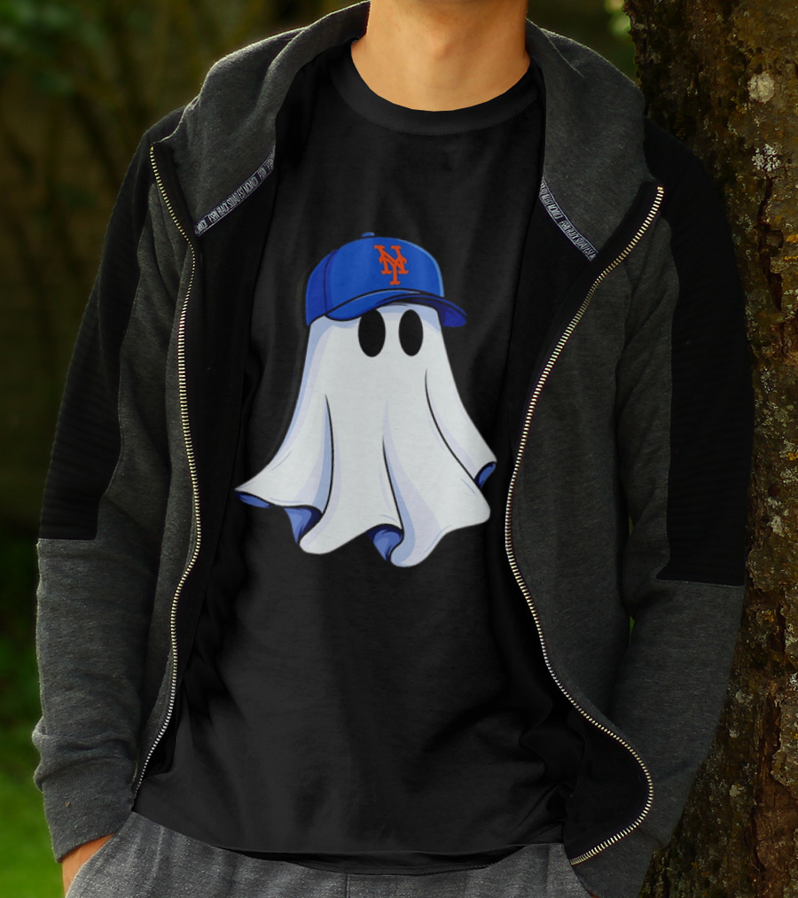 New York Mets MLB Ghost Baseball Halloween T-Shirt