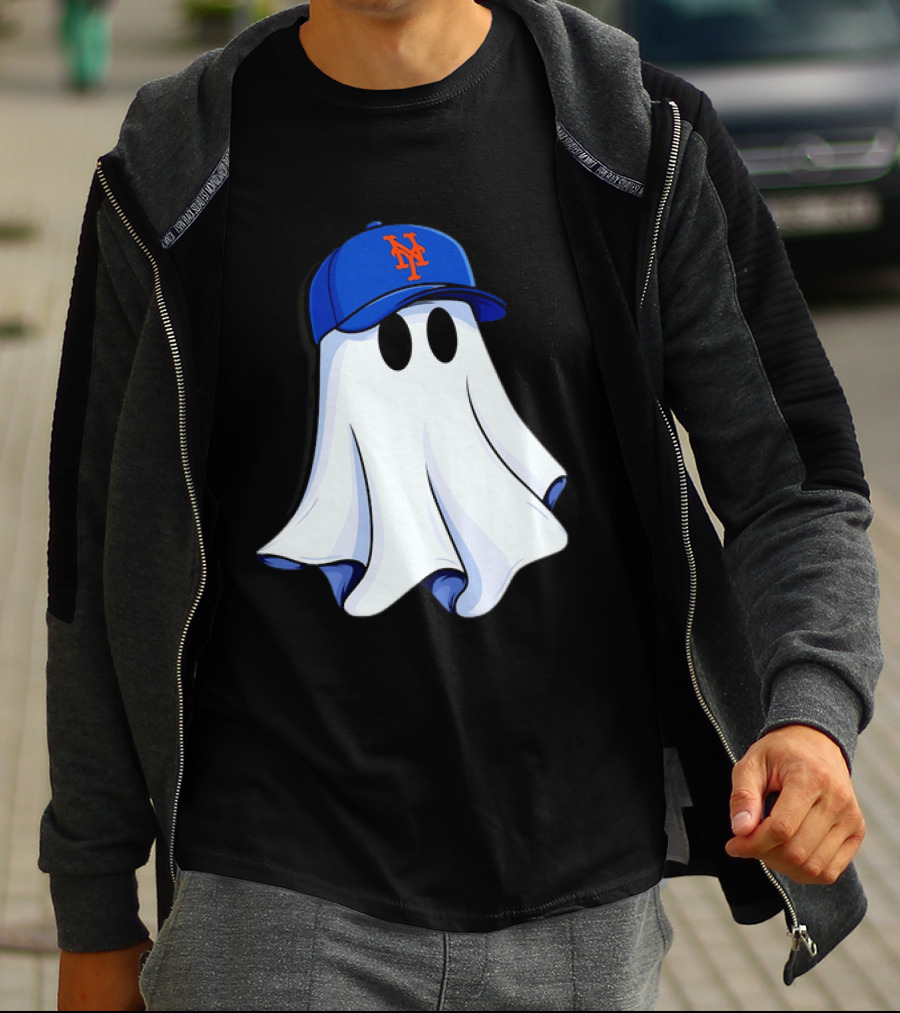New York Mets MLB Ghost Baseball Halloween T-Shirt