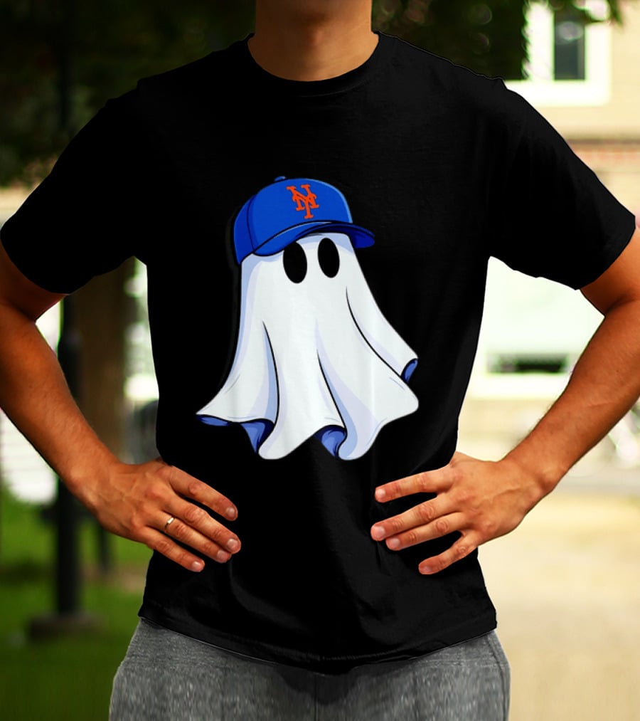 New York Mets MLB Ghost Baseball Halloween T-Shirt