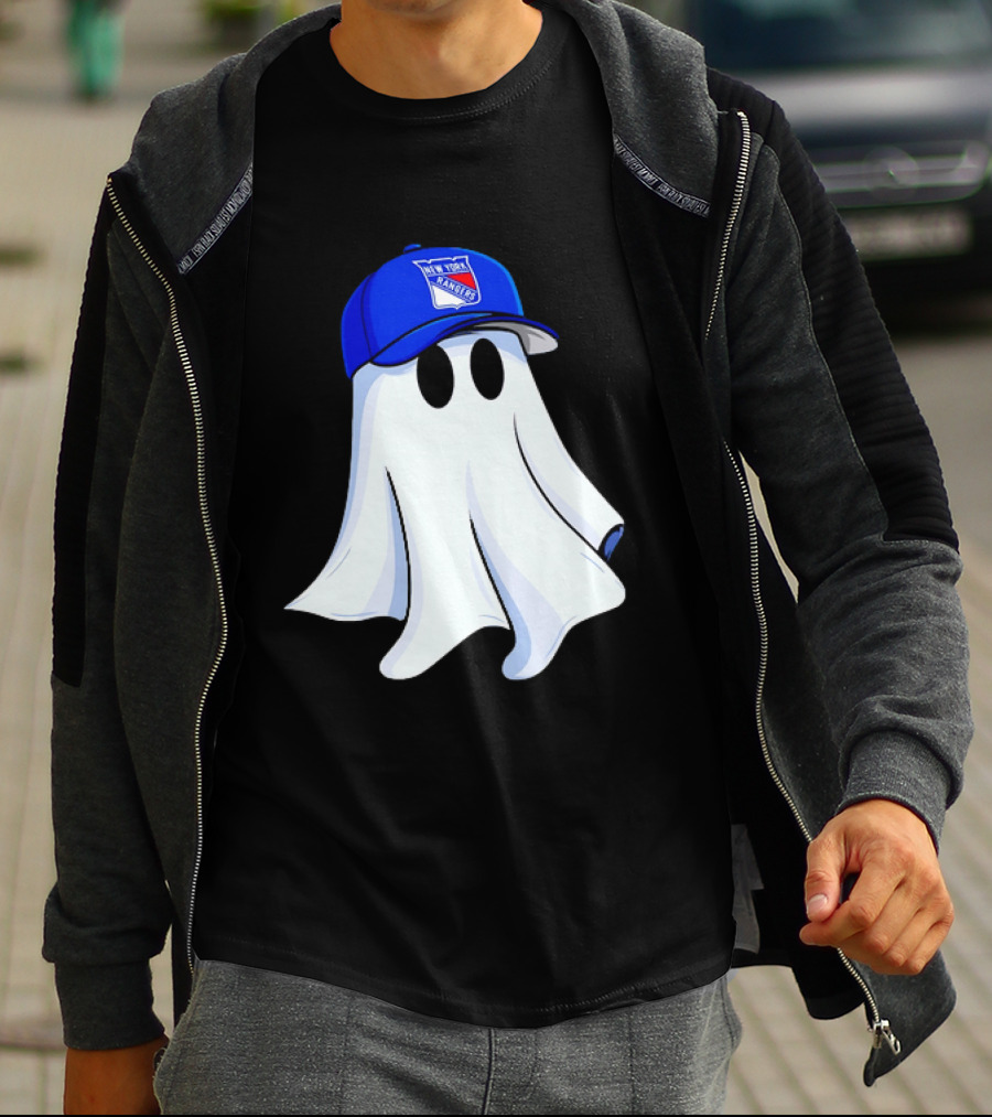 New York Rangers Ghost With Blue Cap Halloween T-Shirt
