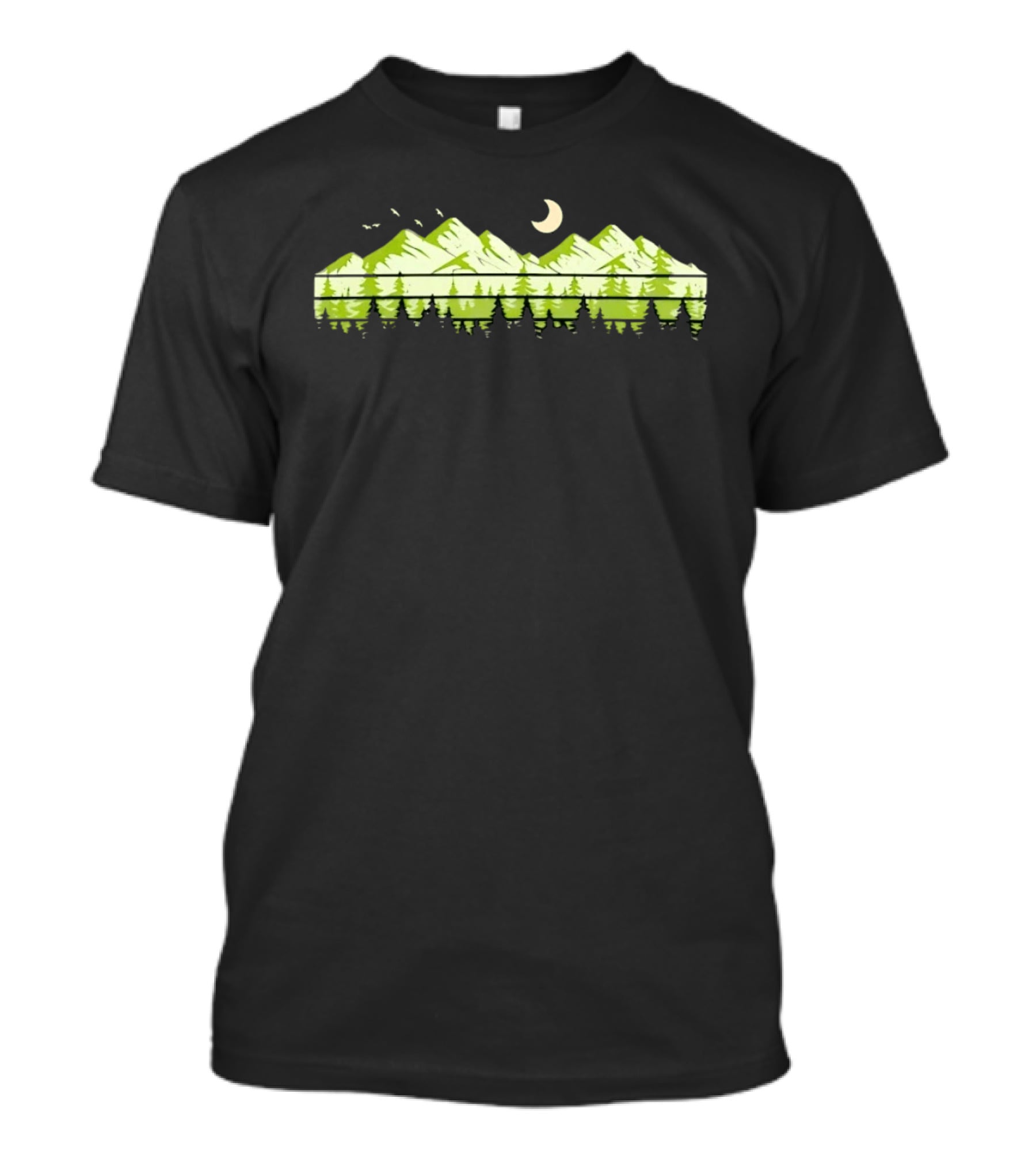 Forest Mountain Landscape Crescent Moon Nature Green National Park T-Shirt
