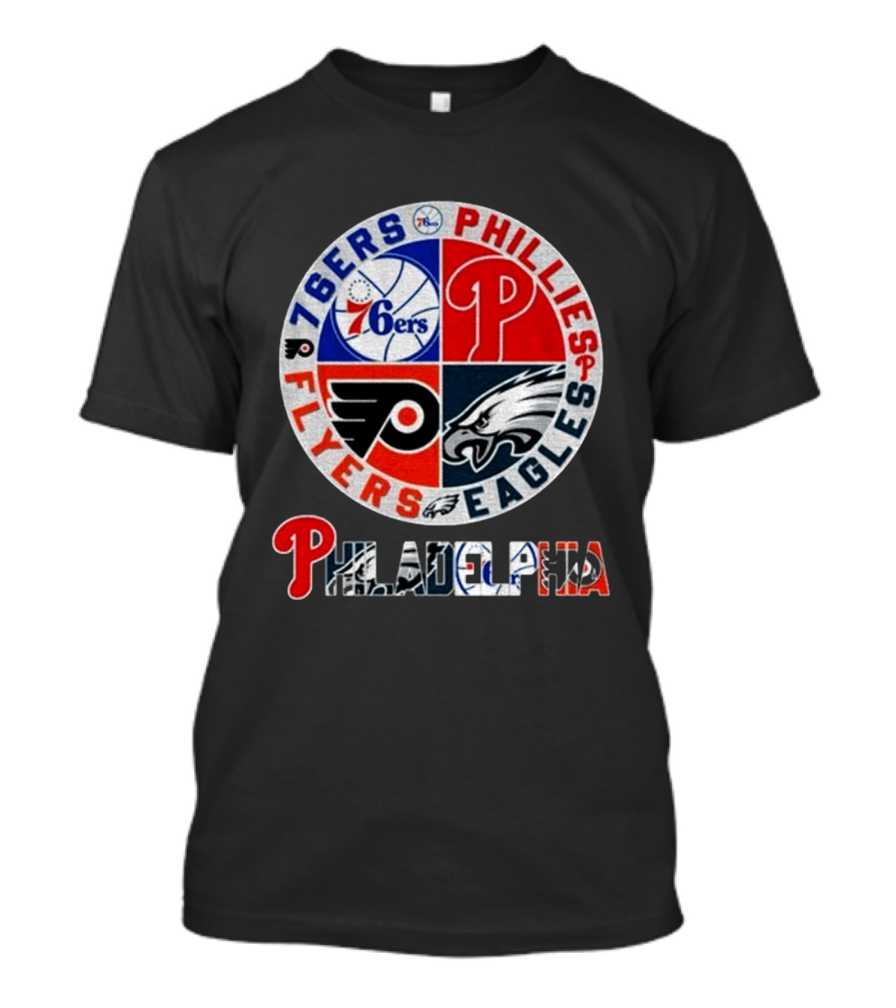 Philadelphia 76ers Phillies Flyers Eagles Sports Team Circle T-Shirt