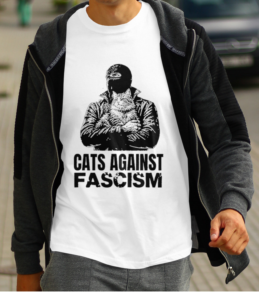 Cats Against Fascism Anarchist Cat Resistance Anti Fascist Movement T-Shirt