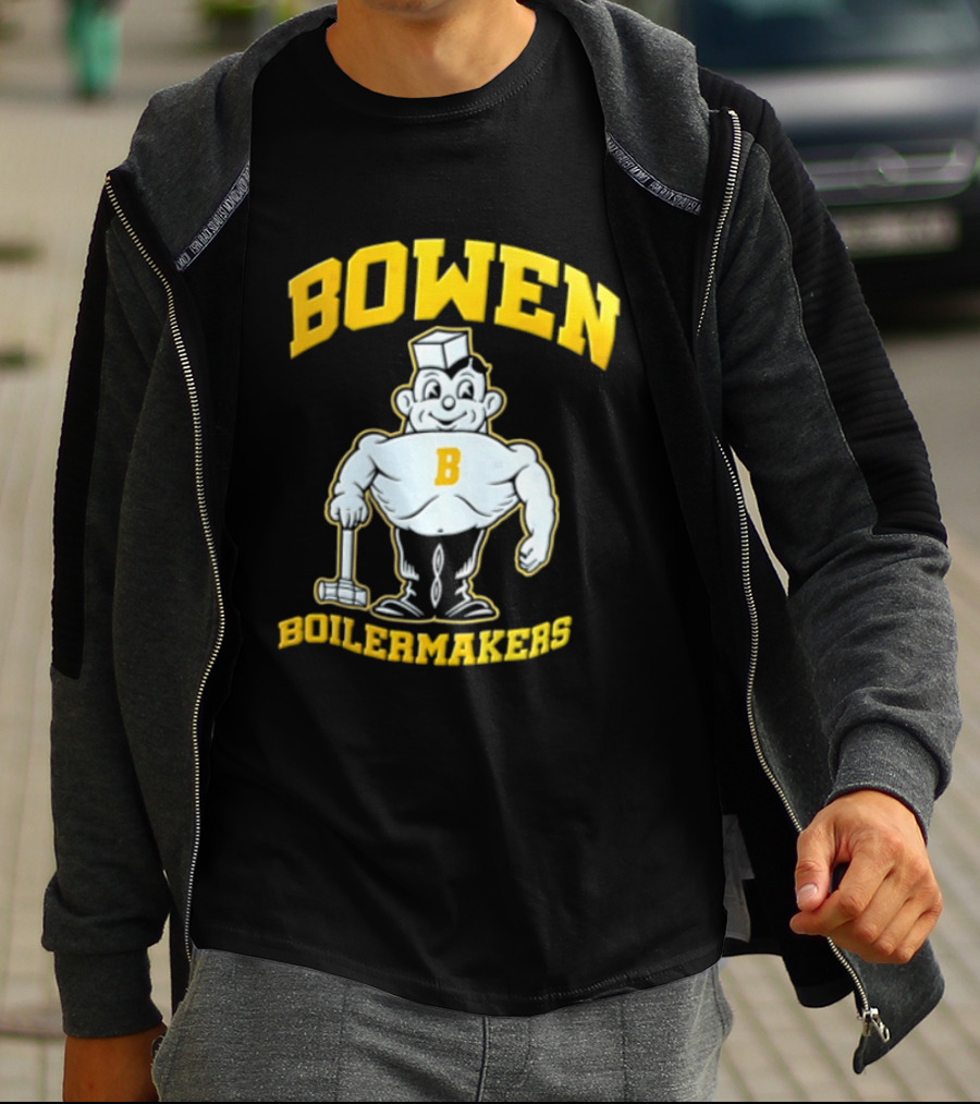 Bowen Purdue Boilermakers Muscular Cartoon T-Shirt