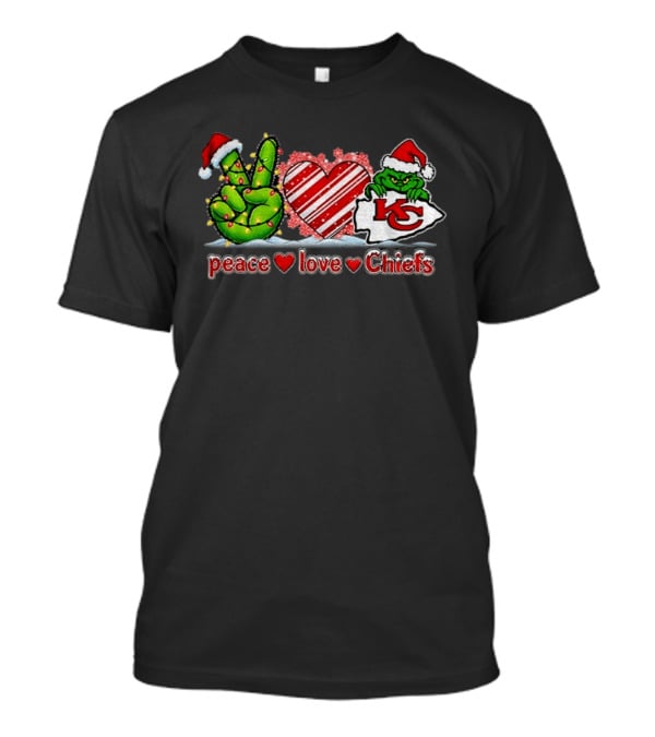 Peace Love Chiefs Grinch Santa Hat Christmas 2026 T-Shirt