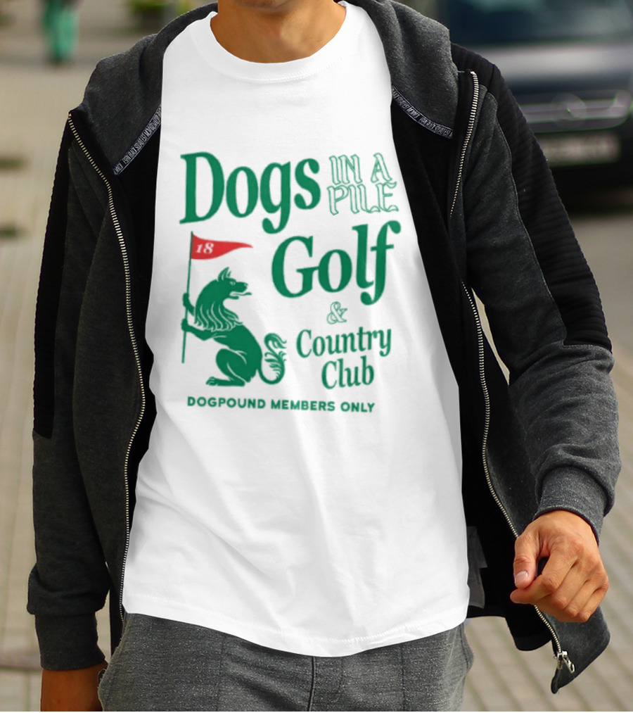 Dogs In A Pile Golf And Country Club Doghouse Wherever Cozy T-Shirt
