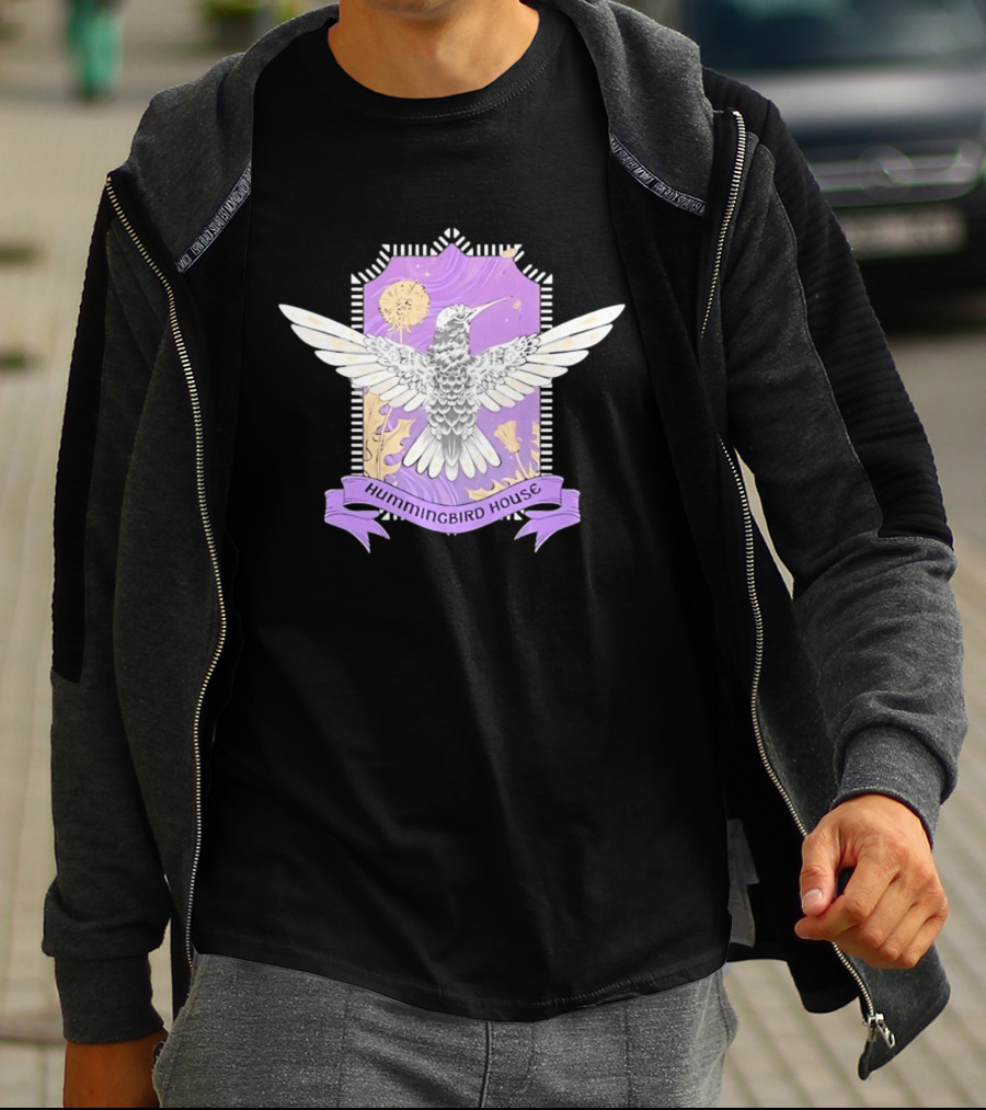 Hummingbird House Nature Botanical Dandelion Crest Purple T-Shirt