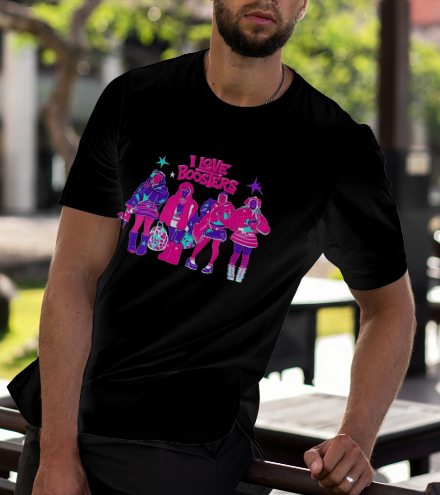 I Love Boosters Y2K Aesthetic Fashion Streetwear Style Colorful Retro Outfits T-Shirt