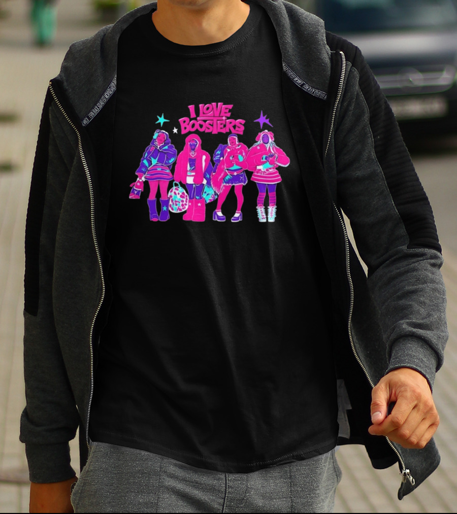 I Love Boosters Y2K Aesthetic Fashion Streetwear Style Colorful Retro Outfits T-Shirt