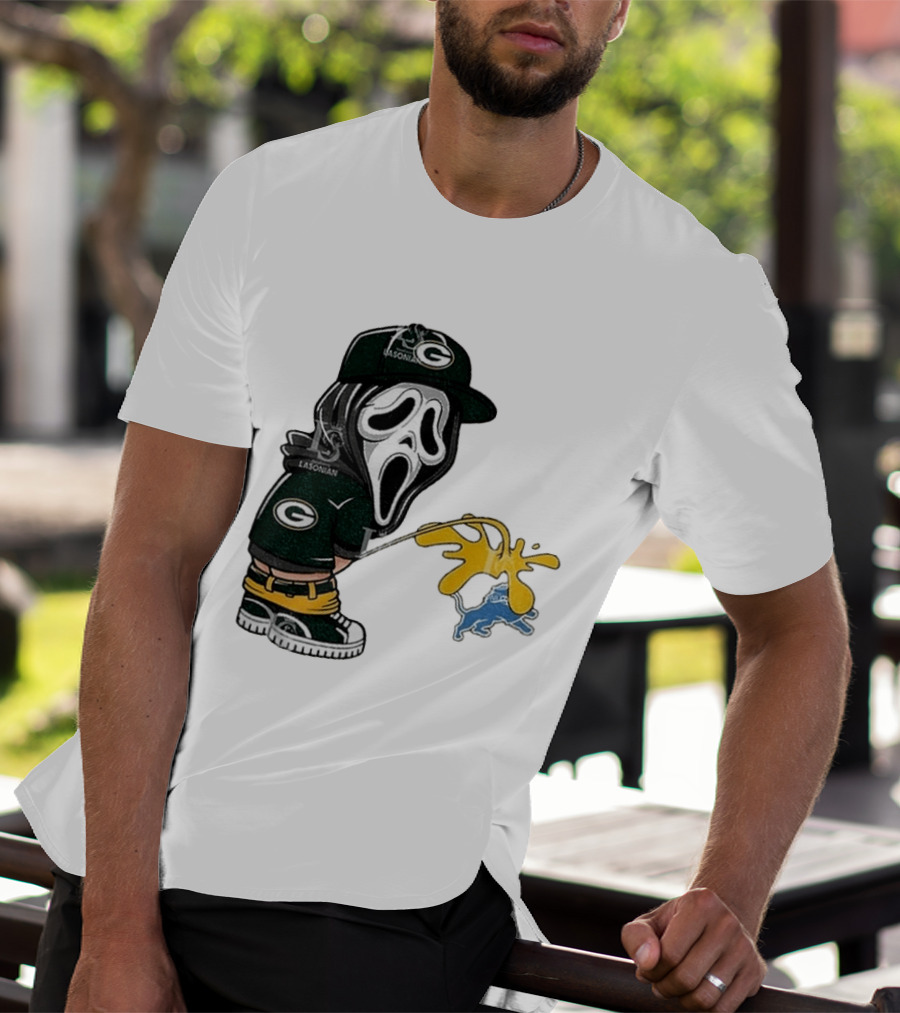 Green Bay Packers Ghostface Pissing On Detroit Lions NFL Rivalry T-Shirt