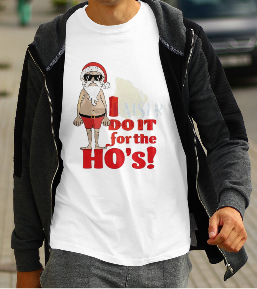 Santa Claus I Do It For The Ho's Funny Christmas Topless Sunglasses T-Shirt