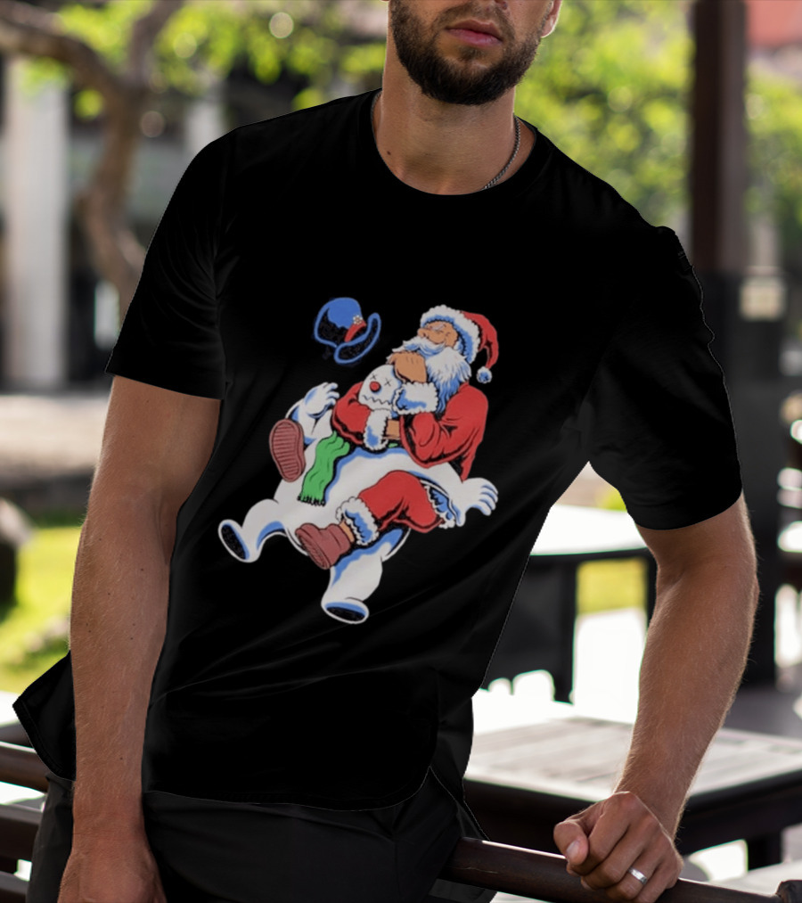 Jiu Jitsu Santa Rear Naked Choke Snowman Christmas T-Shirt