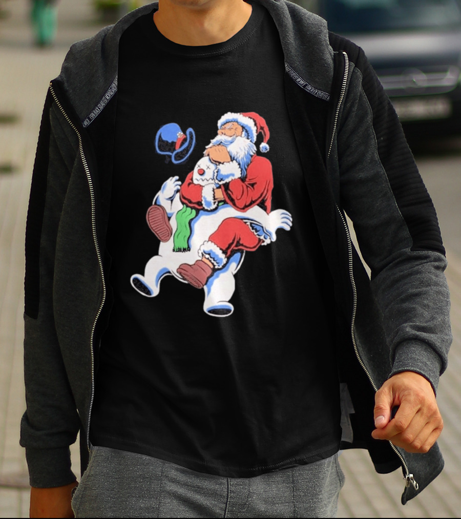 Jiu Jitsu Santa Rear Naked Choke Snowman Christmas T-Shirt