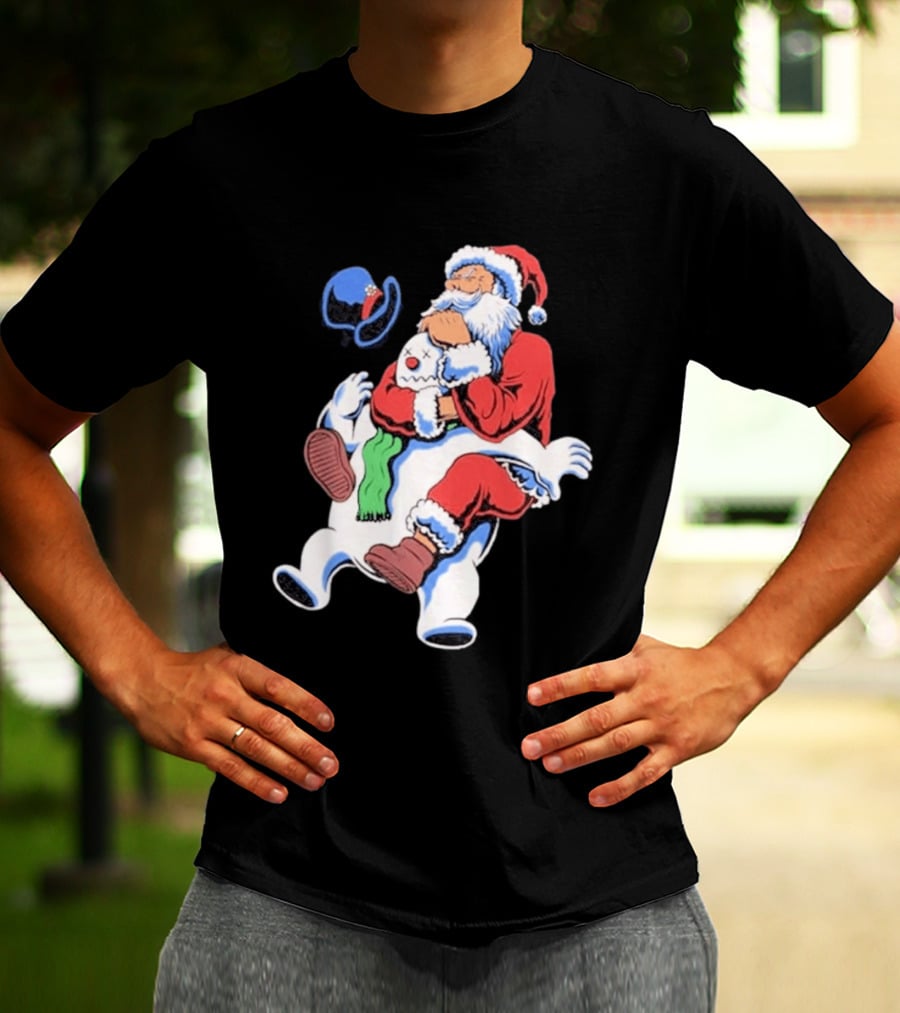 Jiu Jitsu Santa Rear Naked Choke Snowman Christmas T-Shirt