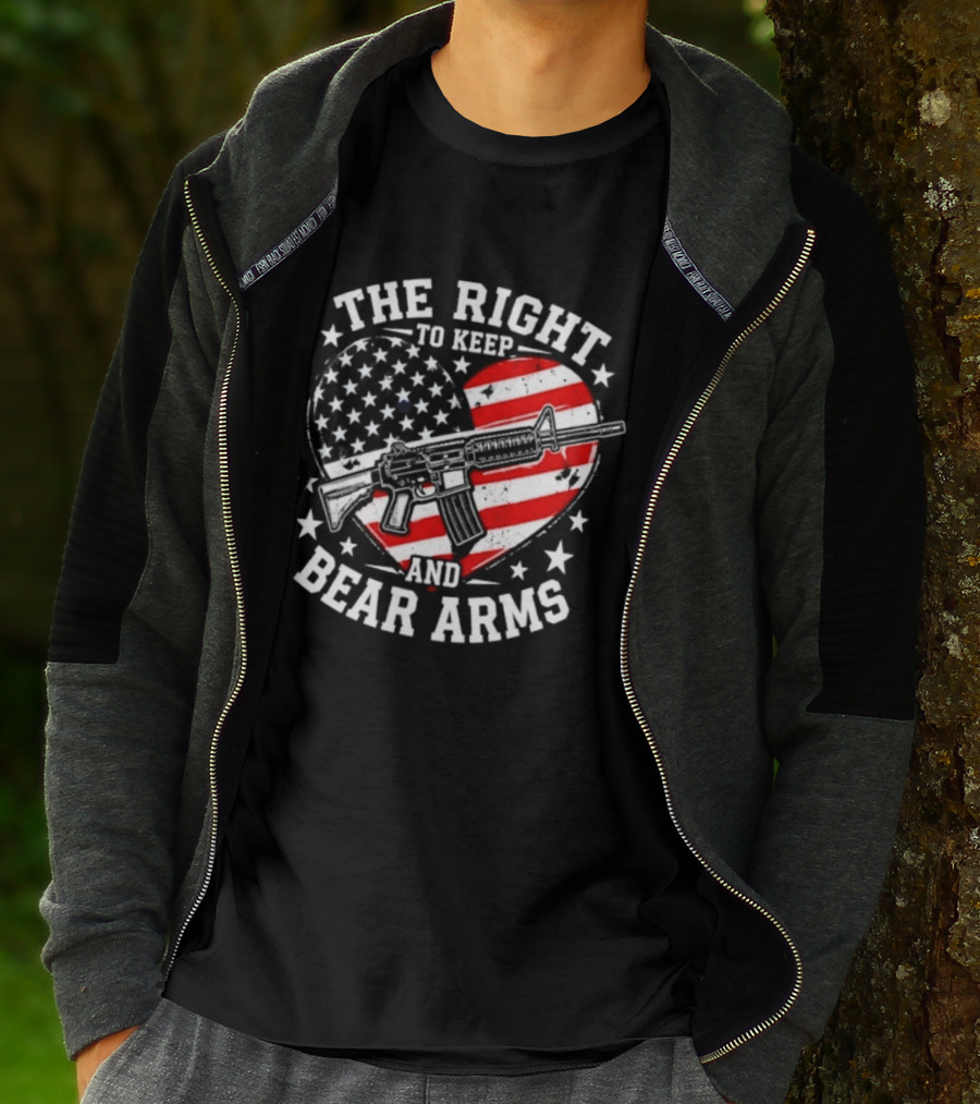 The Right To Keep And Bear Arms Heart Flag Rifle Stars T-Shirt