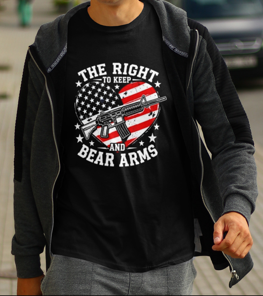 The Right To Keep And Bear Arms Heart Flag Rifle Stars T-Shirt