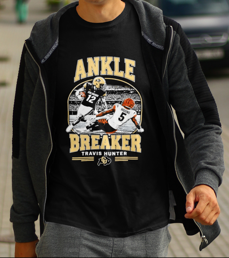 Ankle Breaker Travis Hunter Number 12 Colorado Higgins Number 5 Bengals Football T-Shirt
