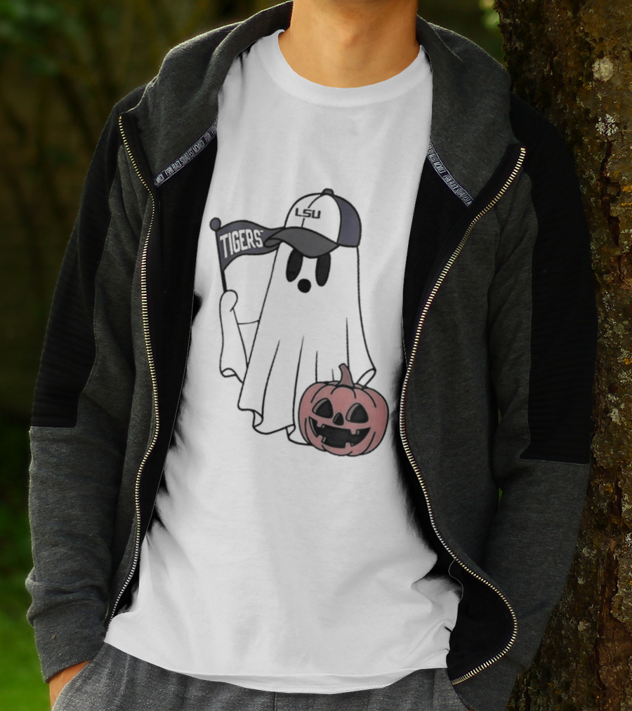 Lsu Tigers NCAA Football Halloween Ghost Pumpkin Fan Gear T-Shirt