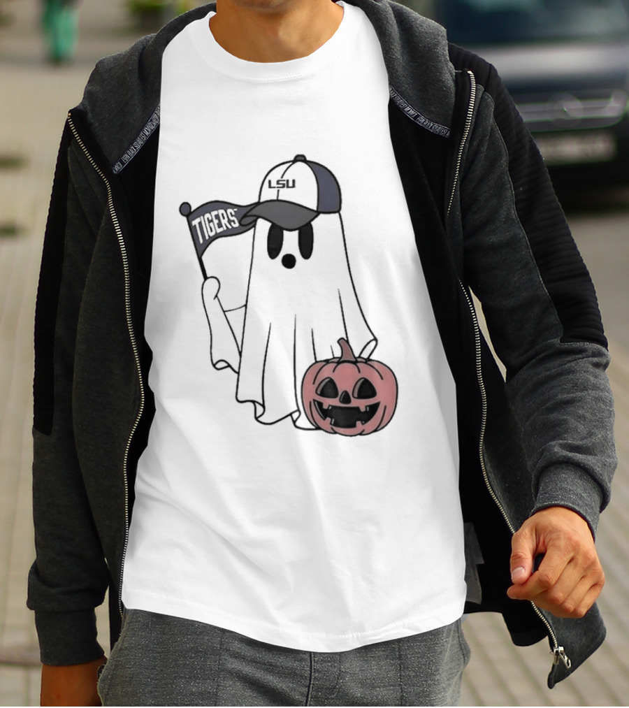 Lsu Tigers NCAA Football Halloween Ghost Pumpkin Fan Gear T-Shirt
