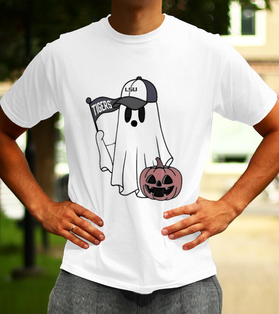 Lsu Tigers NCAA Football Halloween Ghost Pumpkin Fan Gear T-Shirt