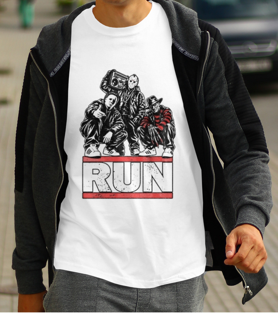 Run Horror Hip Hop Michael Myers Jason Freddy T-Shirt