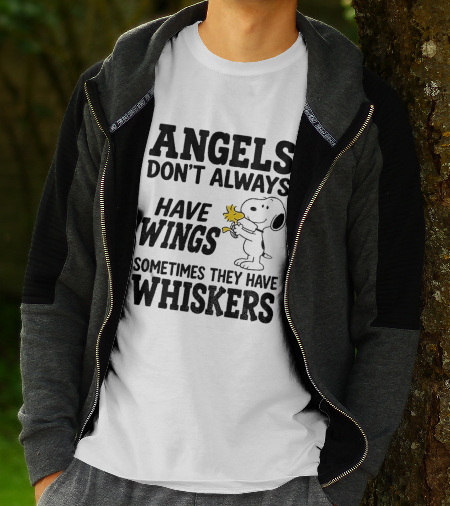 Snoopy Woodstock Angels Don't Always Have Wings Sometimes They Have Whiskers T-Shirt