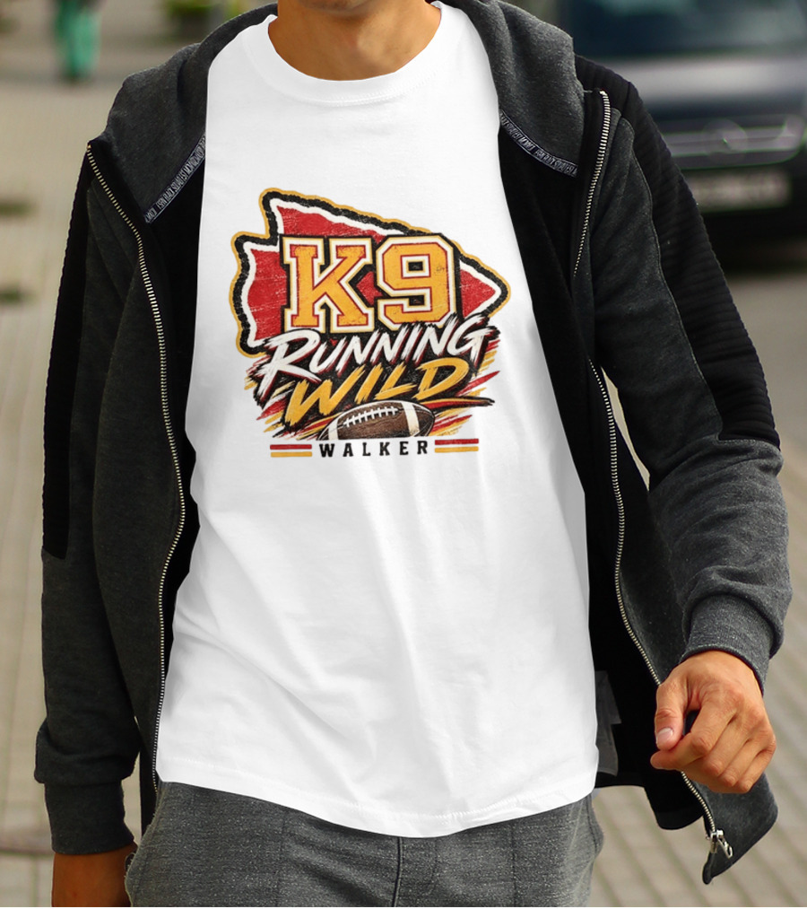 Walker K9 Running Wild Football Kansas City Sports Gameday T-Shirt