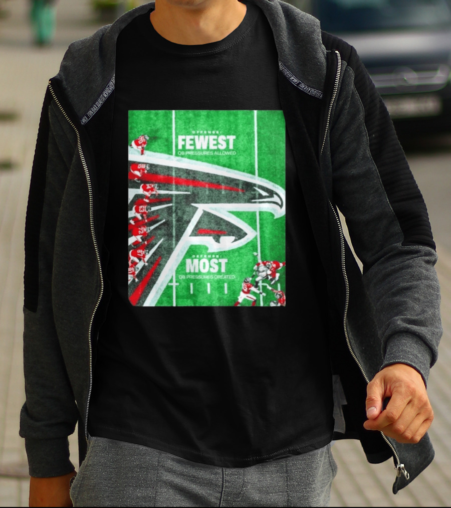 Atlanta Falcons Offense Fewest QB Pressures Allowed Defense Most Pressures Created T-Shirt