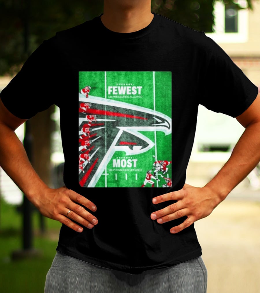 Atlanta Falcons Offense Fewest QB Pressures Allowed Defense Most Pressures Created T-Shirt