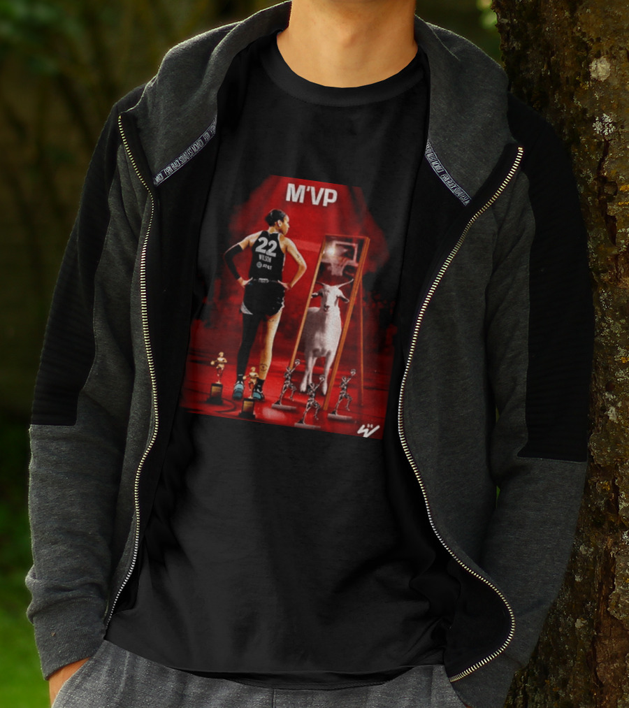 MVP A'ja Wilson Las Vegas Number 22 Goat Reflection Trophies T-Shirt
