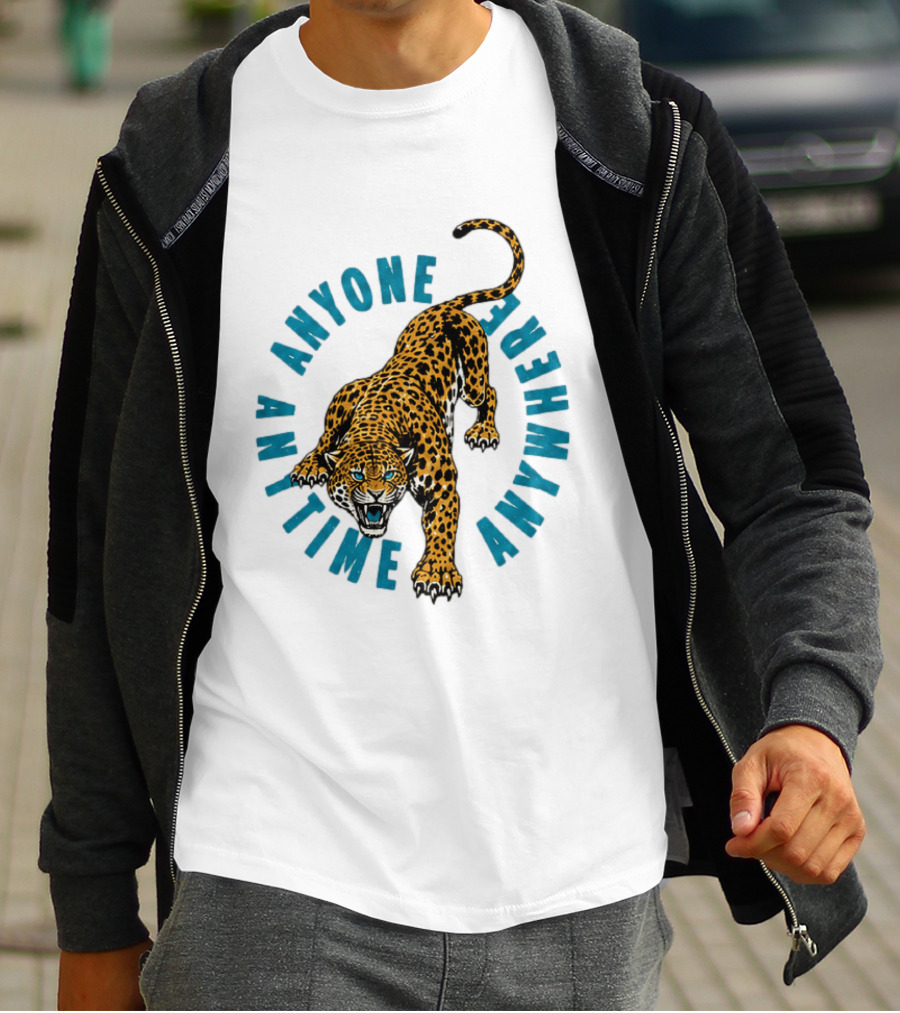 Leopard Anyone Anytime Anywhere Fierce Wildcat Challenge T-Shirt