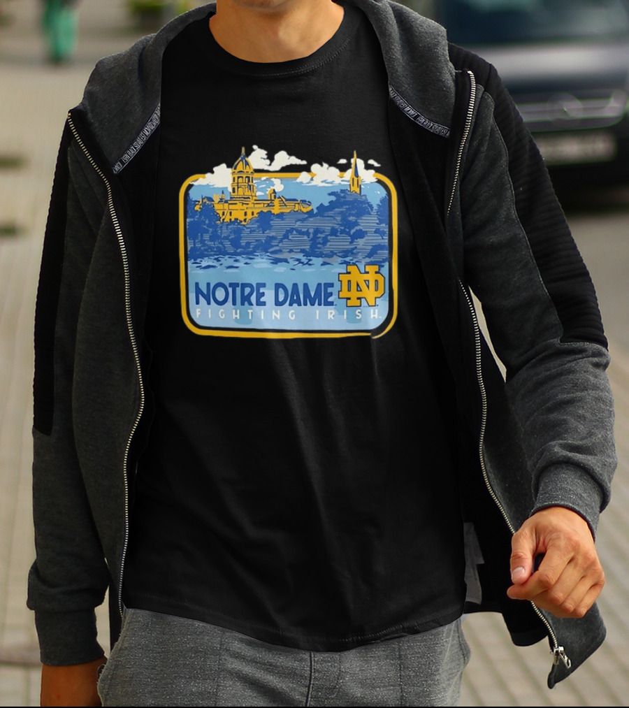 Notre Dame Fighting Irish Campus Landscape Blue And Gold ND T-Shirt