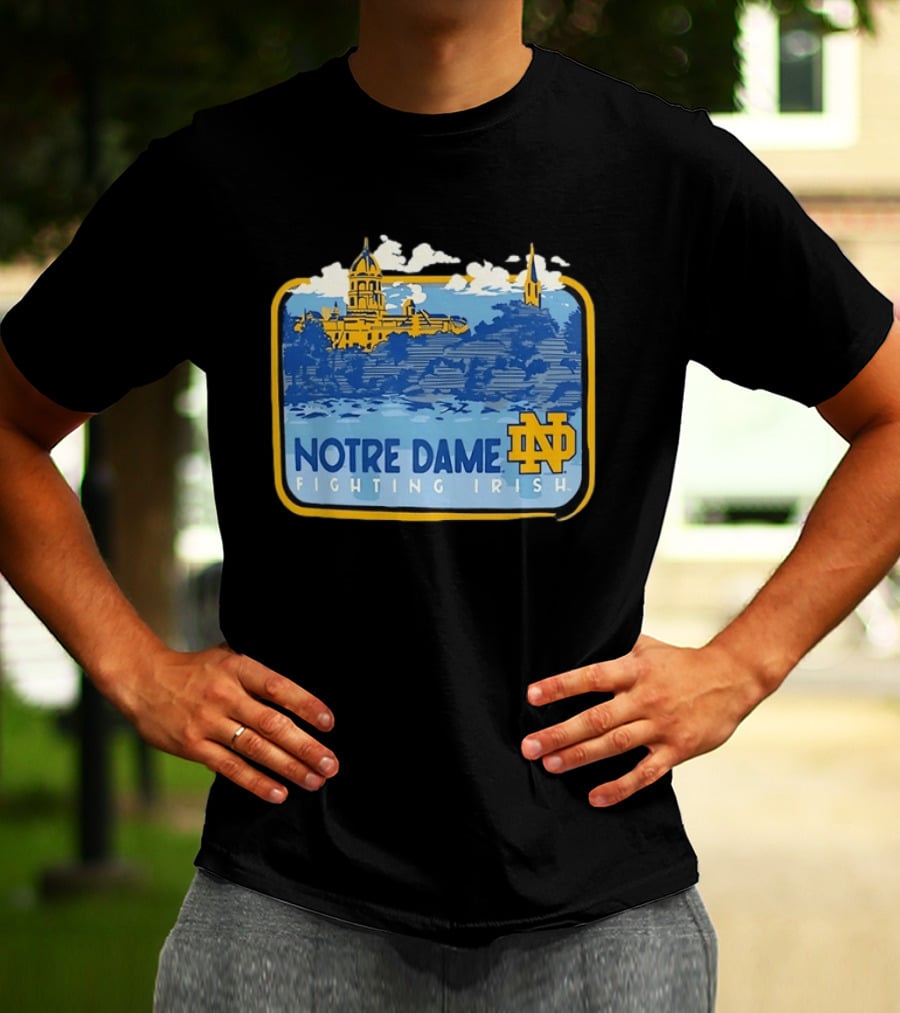 Notre Dame Fighting Irish Campus Landscape Blue And Gold ND T-Shirt