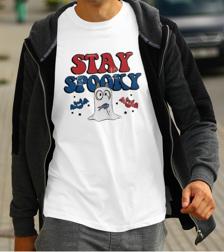 Buffalo Bills Bluey Halloween Stay Spooky Ghost Cartoon T-Shirt
