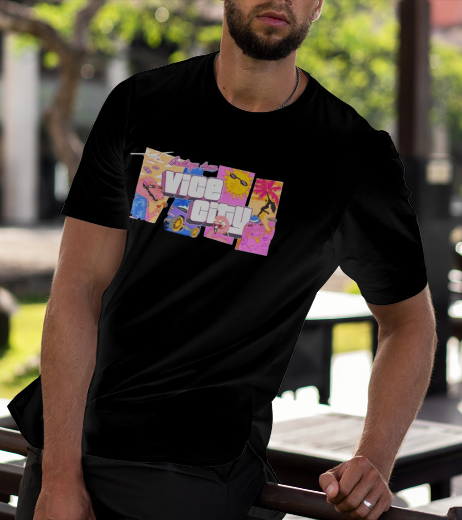 Greetings From Vice City Collage Florida Retro Fun Tropical Vibes T-Shirt