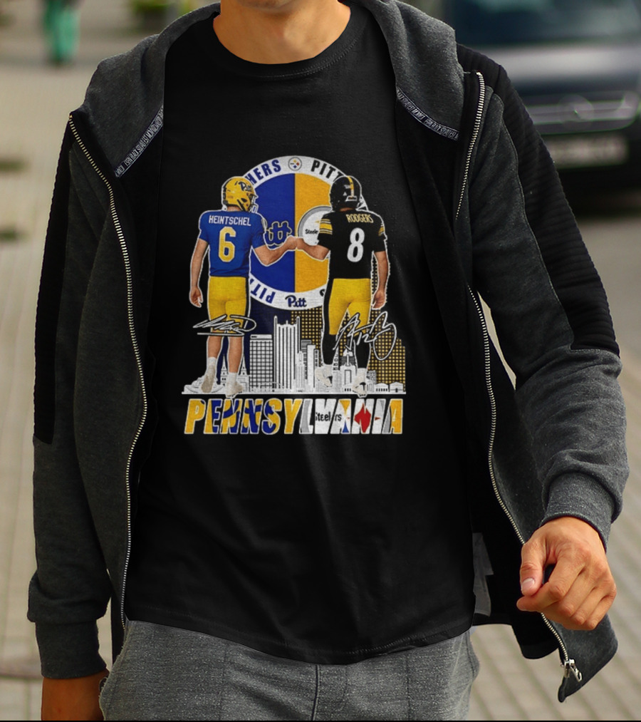 Pitt Panthers Heintschel And Pittsburgh Steelers Rodgers Pennsylvania Football Team Collaboration T-Shirt