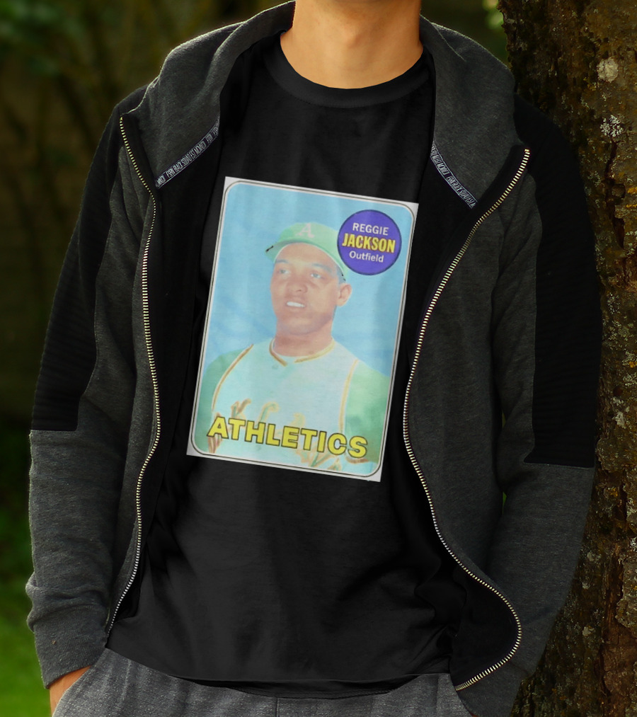 Reggie Jackson Athletics Outfield Baseball Card Oakland A's Player T-Shirt