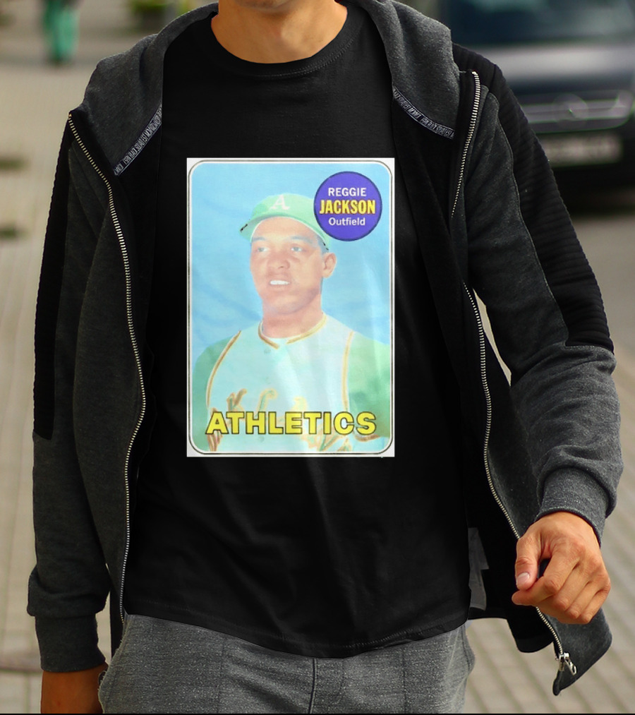 Reggie Jackson Athletics Outfield Baseball Card Oakland A's Player T-Shirt
