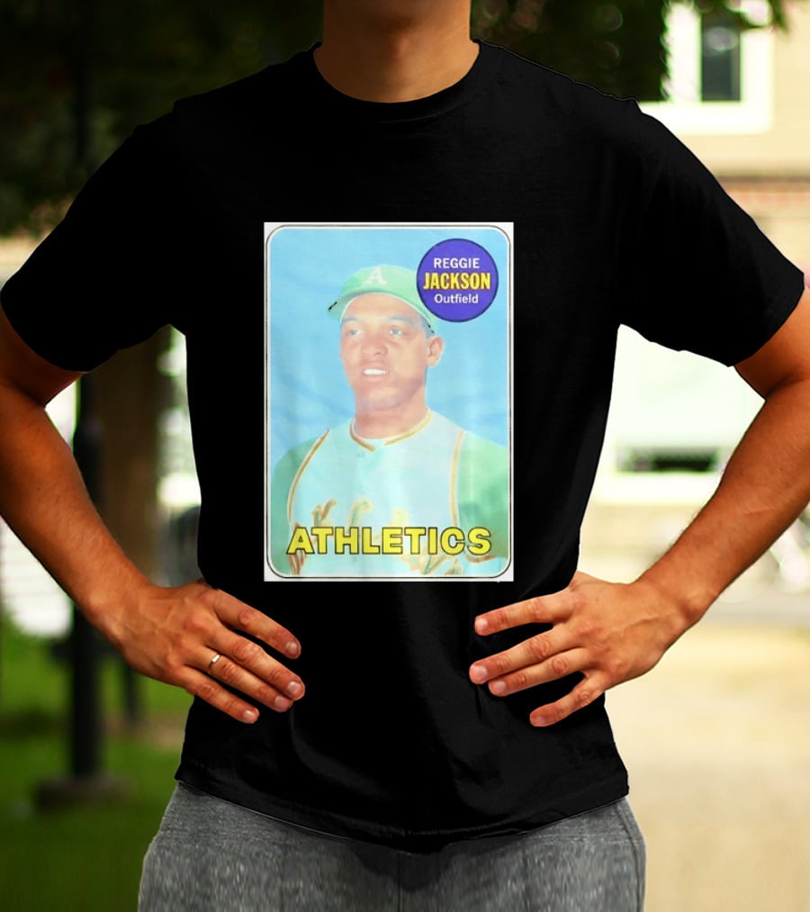 Reggie Jackson Athletics Outfield Baseball Card Oakland A's Player T-Shirt