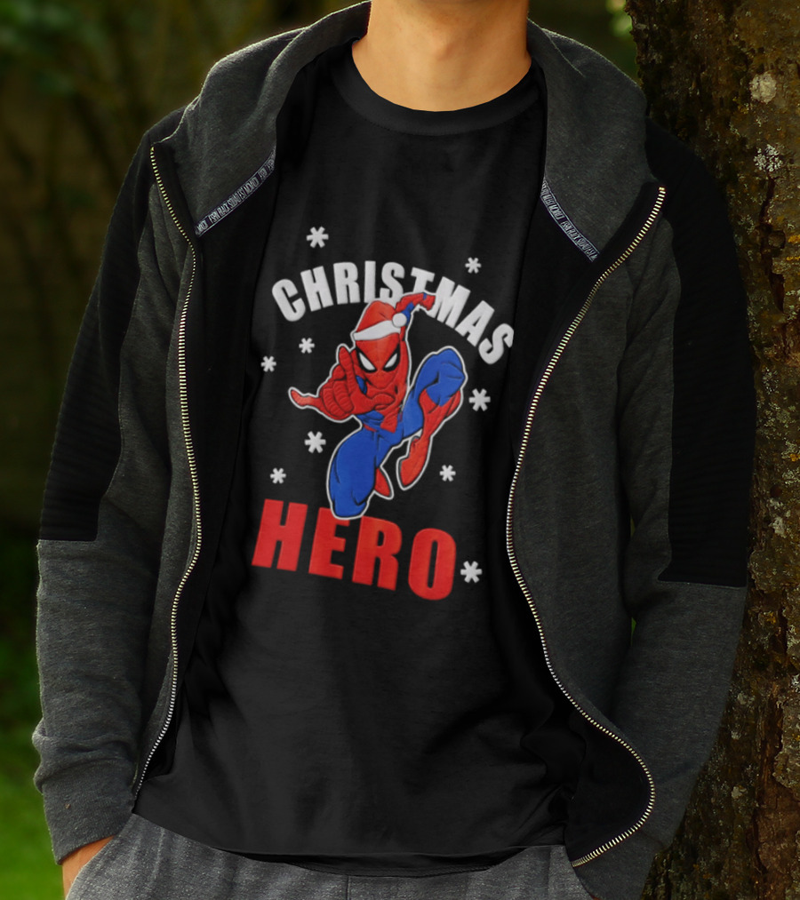 Christmas Hero Santa Hat Spider Man Marvel T-Shirt
