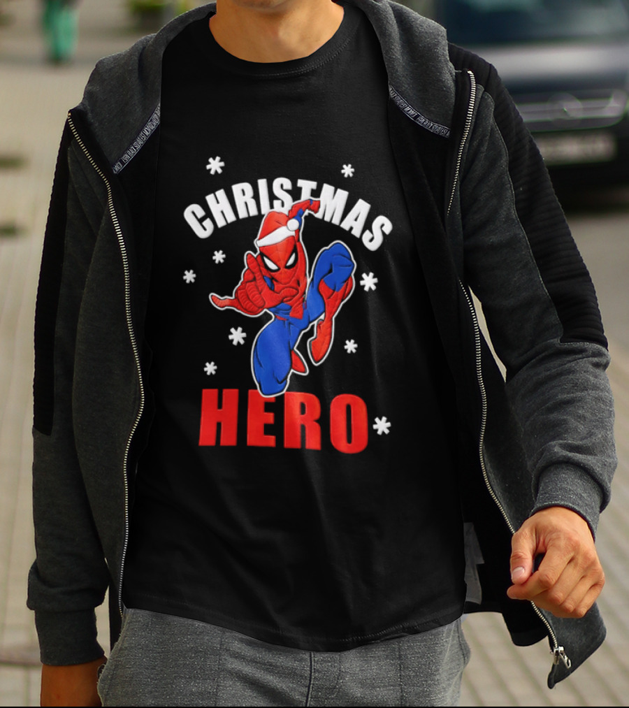 Christmas Hero Santa Hat Spider Man Marvel T-Shirt