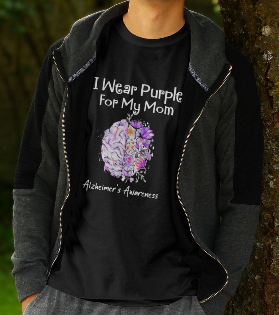 Alzheimer's Awareness I Wear Purple For My Mom Flower Brain T-Shirt